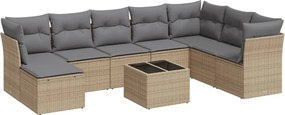 vidaXL 9 részes bézs polyrattan kerti ülőgarnitúra párnákkal