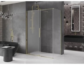 Mexen Velar, zuhanykabin tolóajtóval 130 x 75 cm, 8 mm-es matt üveg, arany fényes, 871-130-075-31-50
