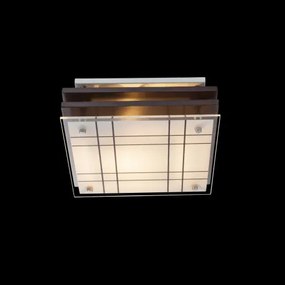 Globo 48089 Mennyezeti sötétbarna fa/üveg, LxBxH:235x235x80, exkl. 1xE27 60W 230V