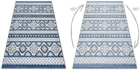 Szőnyeg Structural BOTANIC 65252 Boho, lapos szőtt az erkélyen, teraszon - sötétkék