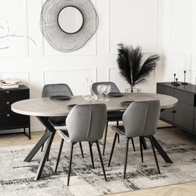 Kihúzható étkezőasztal 100–250 cm méretben, beton/fekete színben LUKAS