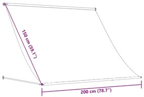 krémszínű szövet és acél feltekerhető napellenző 200 x 150 cm
