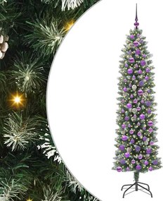 vidaXL Mű Karcsú Karácsonyi Fa 300 LED-del Zöld és Fehér 180 cm