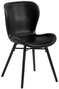Batilda design szék, fekete textilbőr, feketére festett fa láb