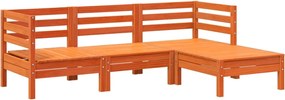 vidaXL 3 személyes viaszbarna tömör fenyőfa kerti kanapé lábtartóval