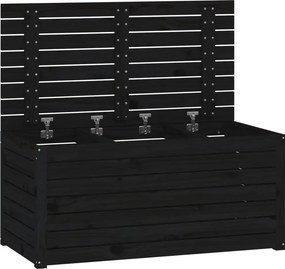 vidaXL fekete tömör fenyőfa kerti láda 101 x 50,5 x 46,5 cm