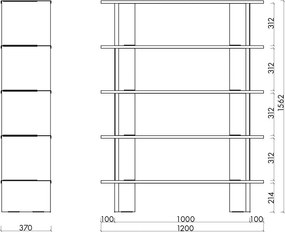 Világosszürke fém könyvespolc 120x156x37 cm Hes – noo.ma