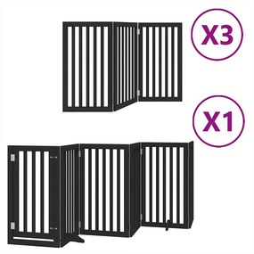 vidaXL fekete nyárfa 15 paneles összecsukható kutyakapu ajtóval 750 cm