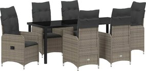 vidaXL Kert étkező szett párnával 7 pcs Szürke polirattan
