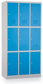 Fém szekrény - 9 doboz, 90 x 45 x 185 cm, hengerzár, kék - ral 5012