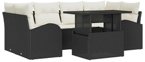 vidaXL Kerti Kanapé Szett párnával tárolóval 7 pcs Fekete Poly Rattan