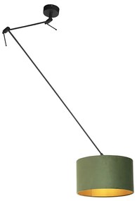 Függőlámpa fekete zöld bársony árnyékolóval aranyozott 35 cm - Blitz