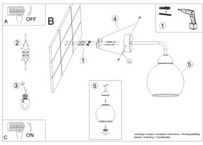 Sollux SL.1139 - Fali lámpa ALINO 1xE27/60W/230V fekete