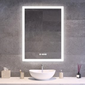Álló fürdőszobai LED tükör 70x90cm | Páramentesítő - Óra - Fényerő és színhőmérséklet szabályozás | Welland Luxury-Line