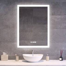Álló fürdőszobai LED tükör 60x80cm | Páramentesítő - Óra - Fényerő és színhőmérséklet szabályozás | Welland Luxury-Line