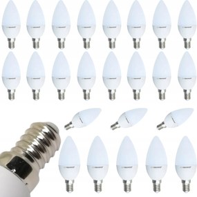 24x Izzók Led Izzó C37 E14 6W 580LM 3000K Fehér Meleg 270° Gyertya