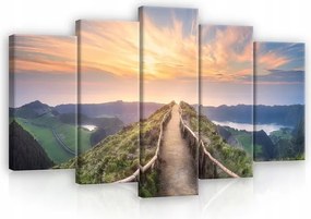 Vászonkép Hegyi Kilátás 5 Részes Vászon Fal Hálószoba Nappali 170x100