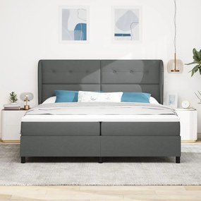 vidaXL Boxspring Ágy Matrac nélkül Sötétszürke, 200x200 cm Szövet