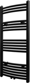 vidaXL Fekete fürdőszobai íves törölközőtartó központi fűtéssel 500x1160 mm