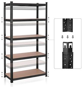 SONGMICS 2 db-os nagy teherbírású fém polcos készlet, 40 x 90 x 180 cm, fekete
