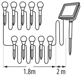 RGB LED napelemes lámpa 10xLED/1,2V 300 mAh IP44 fekete