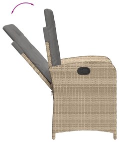 3 részes vegyes bézs polyrattan kerti étkezőgarnitúra párnákkal