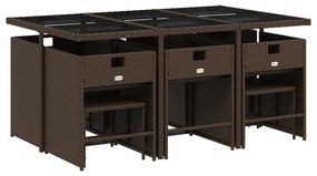 11 részes barna polyrattan kerti ülőgarnitúra párnákkal