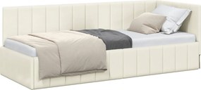 vidaXL Sarokágy keret fejtámlával Krém 80 cm x 200 cm Bársony