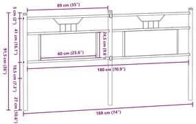 füstös tölgy színű szerelt fa és acél fejtámla 180 cm