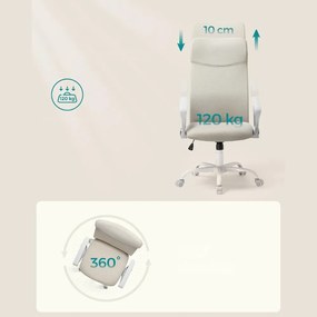 DINA irodai szék, max. 120 kg, bézs/fehér SongmicsHome