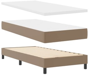 Boxspring Ágy Matraccal, Kávébarna, 100 x 200 cm, Műbőr