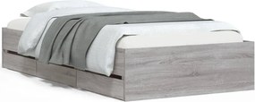 vidaXL szürke sonoma színű szerelt fa ágykeret fiókokkal 90 x 190 cm