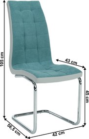 Étkezőszék, mentol/szürke/króm, SALOMA NEW