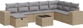vidaXL 9 részes bézs polyrattan kerti ülőgarnitúra párnákkal