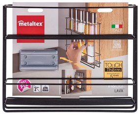 Lava fekete kihúzható kétszintes fali fűszertartó - Metaltex
