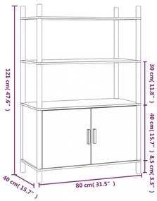 fekete szerelt fa magasszekrény 80x40x121 cm