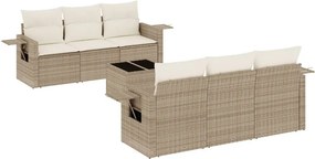 vidaXL 7 részes bézs polyrattan kerti ülőgarnitúra párnákkal