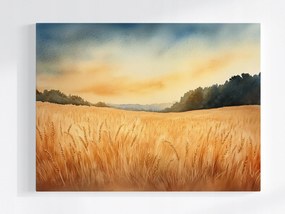 Poszter Tájkép Falu Mező Gabona Kalászok Aratás 100x75