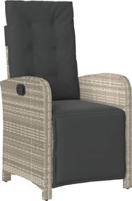 vidaXL világosszürke polyrattan dönthető kerti szék lábtartóval