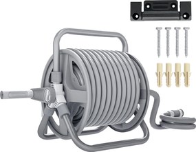 Outsunny Locsolótekercs 20m Tömlővel és 2m Beömlővel, Állítható 2 az 1-ben Permetező Fej, Fali vagy Szabadon Álló | Aosom