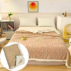 Luxus báránytakaró flower bézs mikroplüssből 200x230cm TiaHome