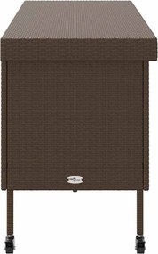 Barna Polyrattan Kerti Tárolóláda Kerekekkel 160X55X75 Cm