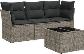 vidaXL 4 részes szürke polyrattan kerti ülőgarnitúra párnákkal