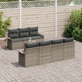 8 Darabos Kerti Kanapé Szett Párnával Szürke Poly Rattan Akác