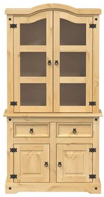Corona tömör fenyőfa vitrinszekrény 100 x 48,5 x 179 cm