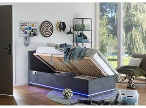 Sötétszürke kárpitozott ágyneműtartós gyerekágy ágyráccsal 90x200 cm Circle – Meise Möbel