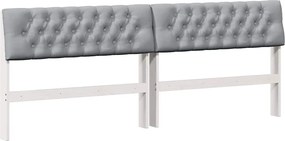 vidaXL Kárpitozott fejtámla Világosszürke 200 cm Tömör fenyőfa