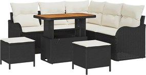 vidaXL Kerti Kanapé Szett párnával tárolóval 8 pcs Fekete és Krém