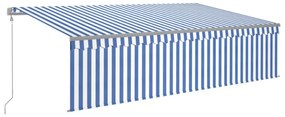 kék és fehér automata napellenző redőnnyel 5 x 3 m
