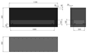 InFire - Sarok BIO kandalló 110x45 cm 3kW fekete